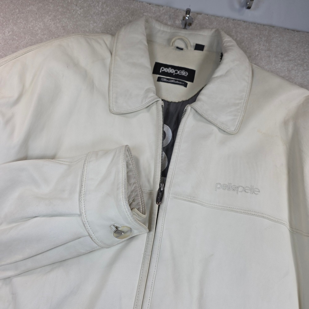 Pelle Pelle Marc Buchanan Leather Jacket Mens 50 White Hip Hop Streetwear Urban